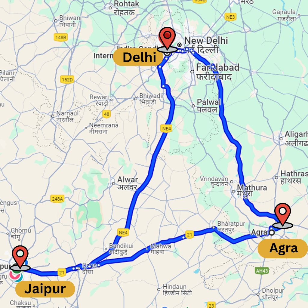 Golden Triangle Tour Route Map